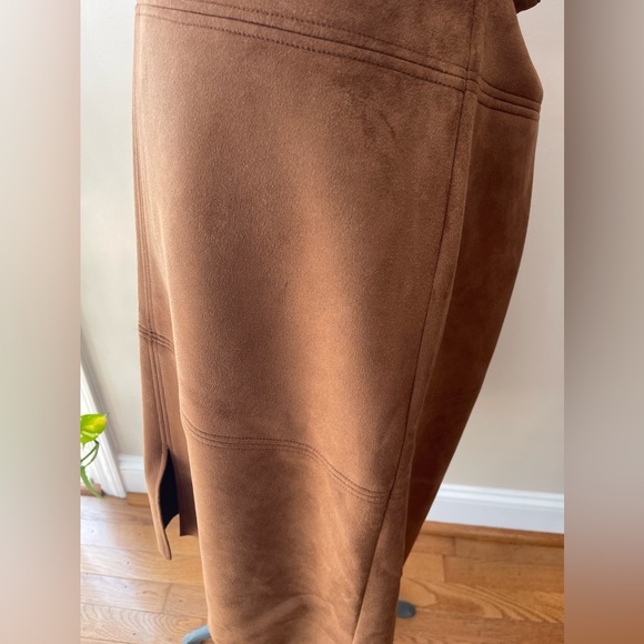 Chaps ladies size 12 faux suede A-line zip up skirt-EUC-Fall Brown Gorgeous‎ - Picture 5 of 13